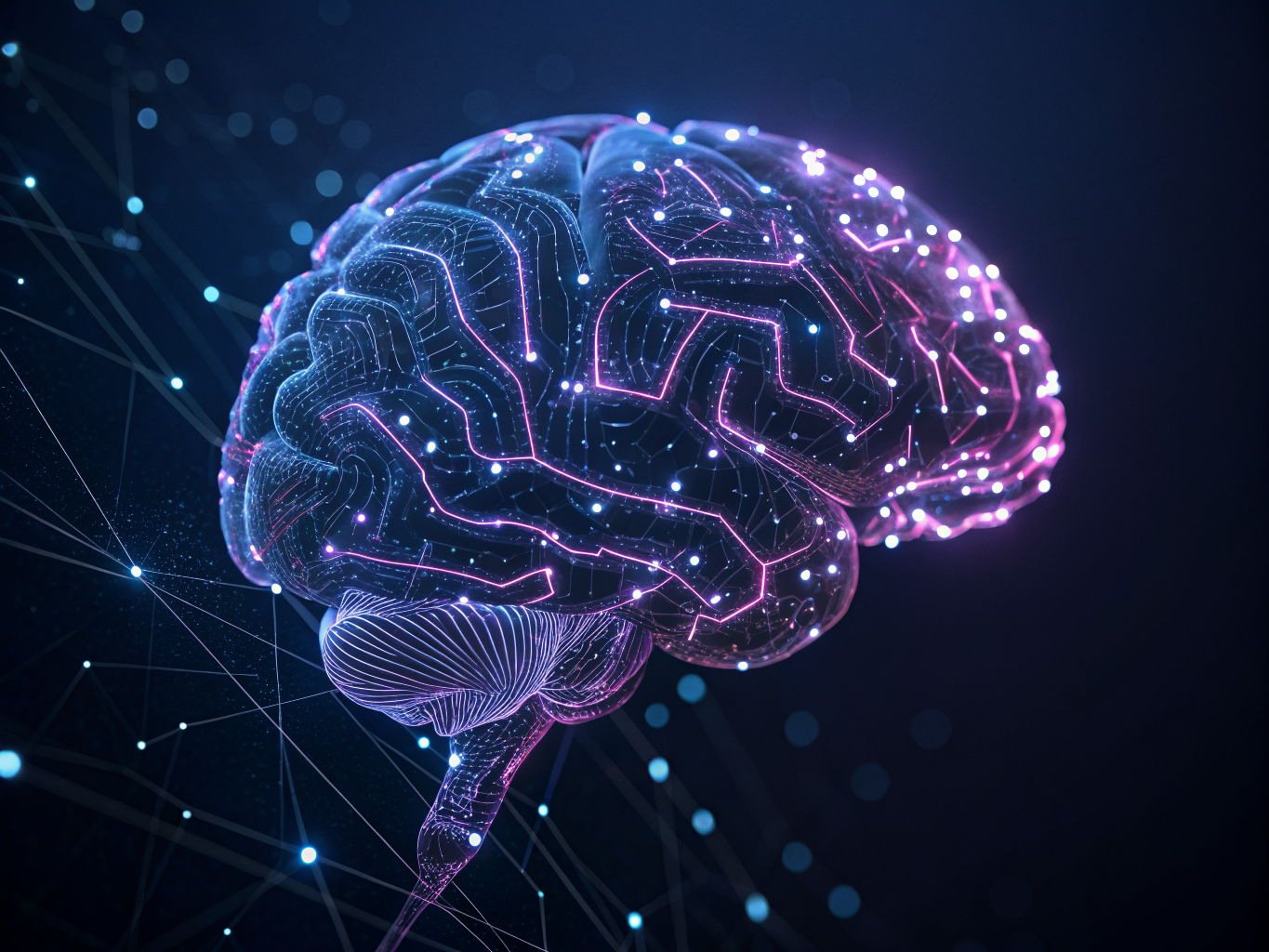 Stylized brain and logic graphic representing personality assessment and self-discovery