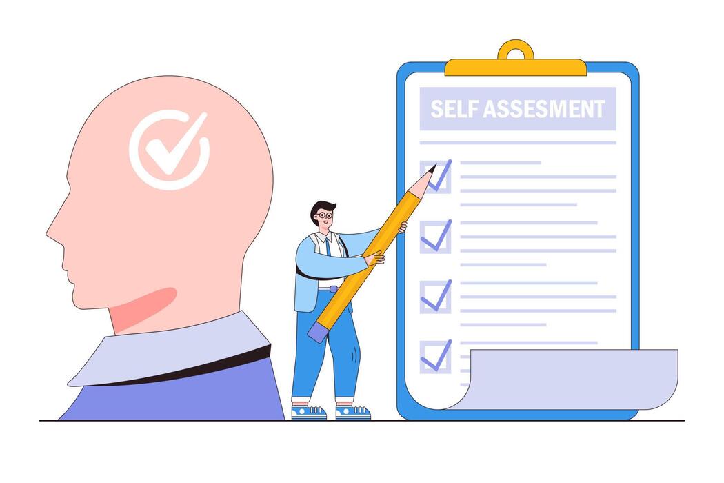 Checklist and person discovering personality profile